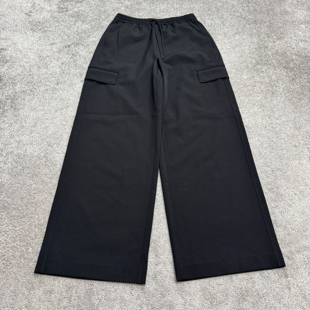 Athleta Promenade High Rise Cargo Wide Leg Pants Womens XS Black PrimaStretch